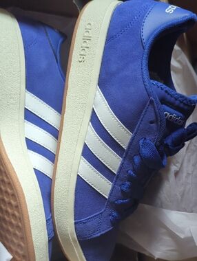 adidas Grand Court Base 00's Royal Blue Suede Sneakers with White Stripes